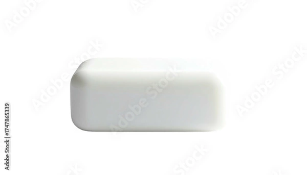Fototapeta A rectangular, white, smooth, and softly rounded stationery eraser, set against black
