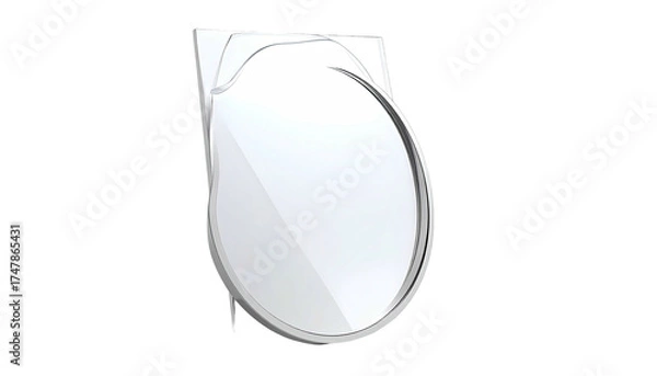 Fototapeta Futuristic, minimalist mirror with a unique shape reflecting light against black