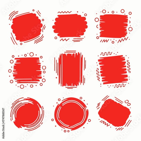 Fototapeta Set of red and white paint splashes
