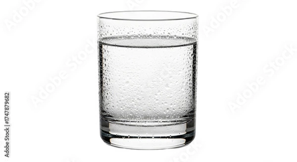 Fototapeta Isolated glass of cold fresh water, refreshing drink for thirst, clear and sparkling
