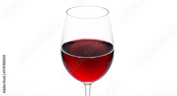 Fototapeta Elegant glass of red wine isolated on white background, showcasing its rich color and clarity, perfect for wine enthusiasts and connoisseurs alike