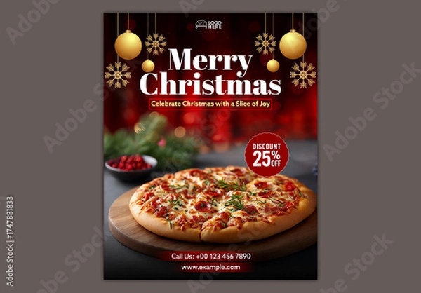 Fototapeta Merry Christmas Sale Social Media Editable Post with Television Promotion in Red Background Design.