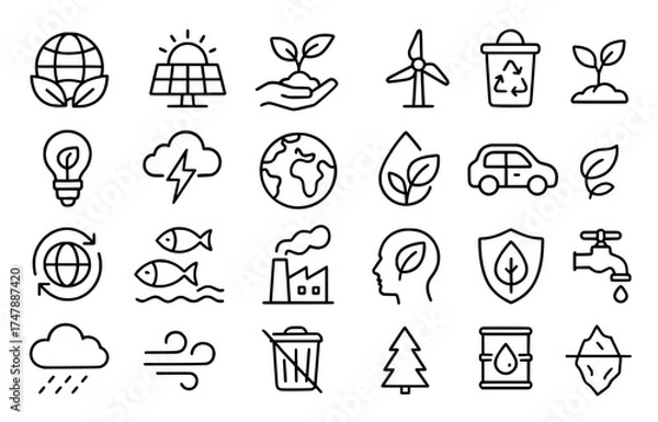 Obraz Vector outline, Icon pack, icon sheet, environment theme