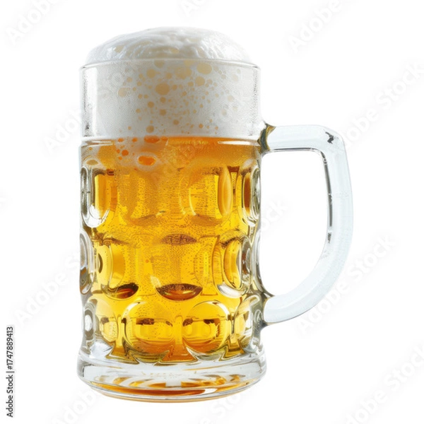 Obraz Refreshing beer in a glass mug with frothy head perfect for a summer celebration