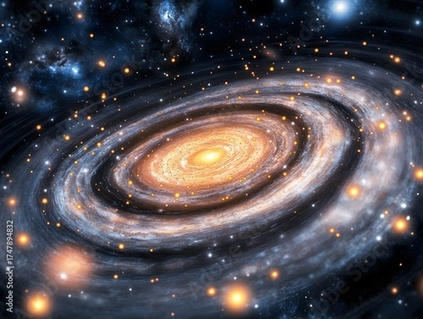 Obraz Majestic Spiral Galaxy Cosmic Nebula Space Background