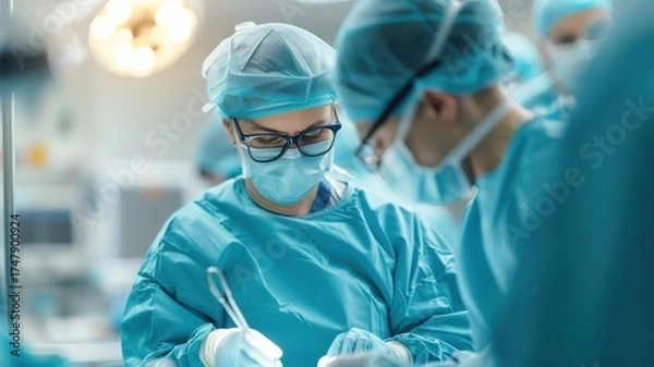 Fototapeta A skilled surgeon performs a complex operation.