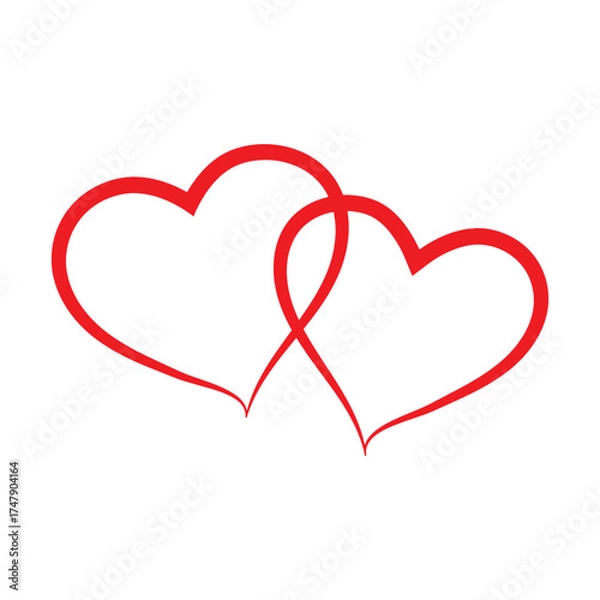 Fototapeta Social Media Like Button Red Heart Outline Simple Vector Icon Engagement Symbol Graphic