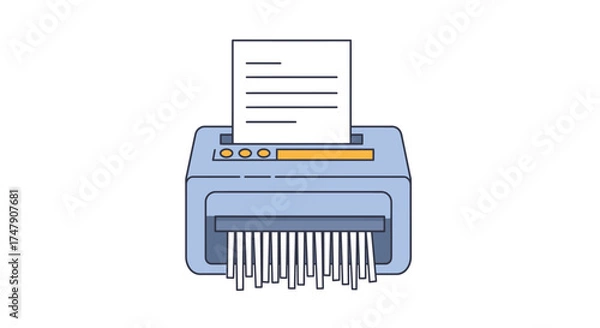 Obraz Simple illustration of a light blue paper shredder with a document