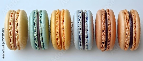 Fototapeta Delicious Colorful Macarons Pastry Dessert Row
