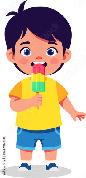 Obraz Boy eating popsicle