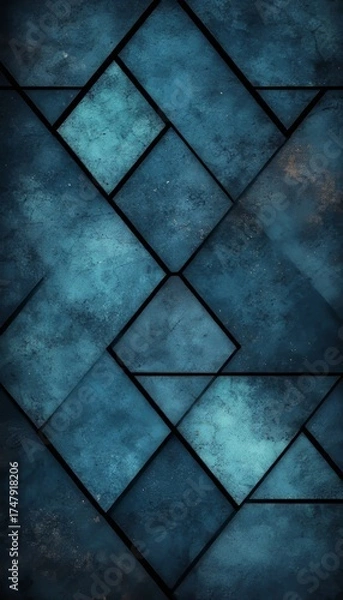 Fototapeta Abstract Geometric Mosaic Pattern in Cool Wintery Colors, Elegant Tessellation Art Background Design