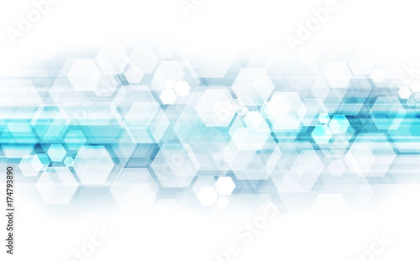 Fototapeta Abstract vector blue technology concept. background illustration