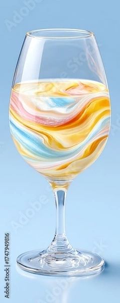 Fototapeta A beautifully swirled drink in a glass, showcasing vibrant colors, perfect for refreshing summer moments.