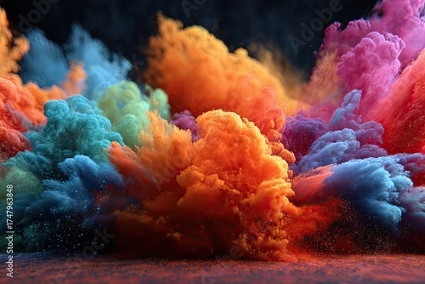 Fototapeta Colorful powder explosion in vibrant hues
