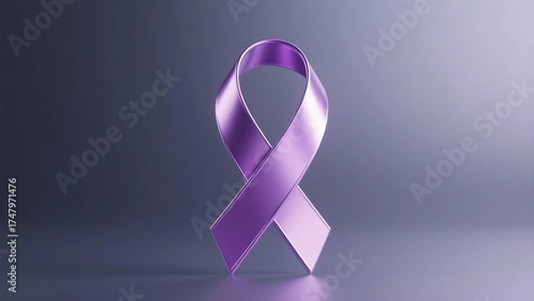 Fototapeta Purple ribbon for pancreatic cancer awareness representing strength and hope