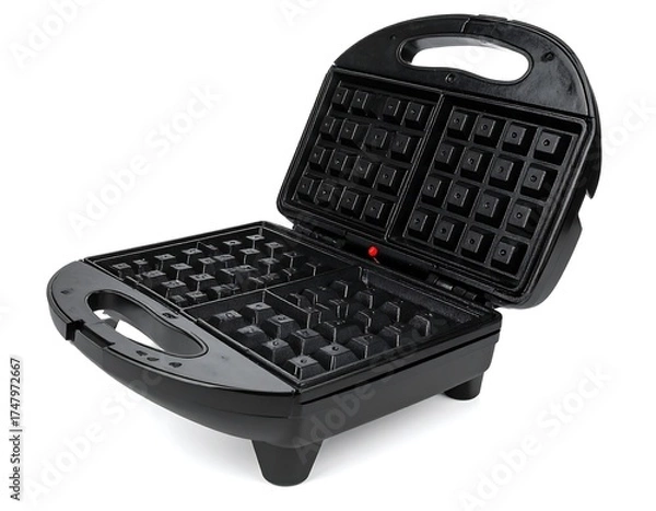 Obraz Open black waffle iron, showing cooking grids