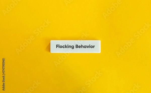 Fototapeta Flocking Behavior Text on White Tile with Yellow Background