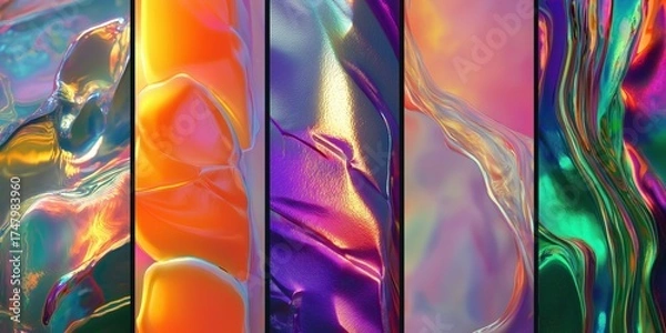 Fototapeta Vibrant Liquid Colors: An abstract composition of dazzling, liquid hues flows and blends together, creating a mesmerizing display of color and light.