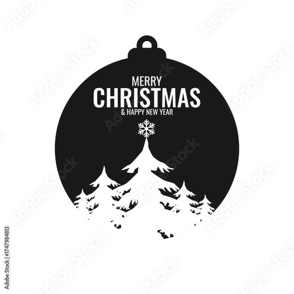 Fototapeta Christmas card with merry xmas ball decoration design. Vector