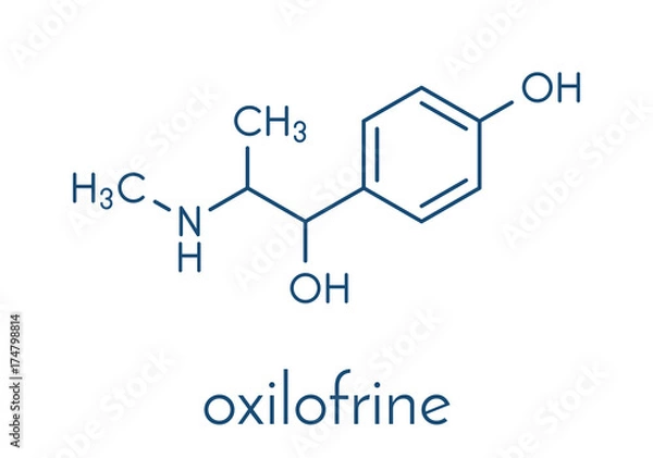 Fototapeta Oxilofrine (methylsynephrine, oxyephrine) stimulant drug, chemical structure.  Skeletal formula.