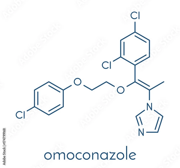 Fototapeta Omoconazole antifungal drug molecule. Skeletal formula.