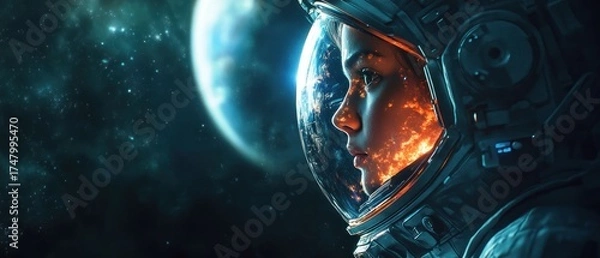 Obraz Astronaut looking at a planet