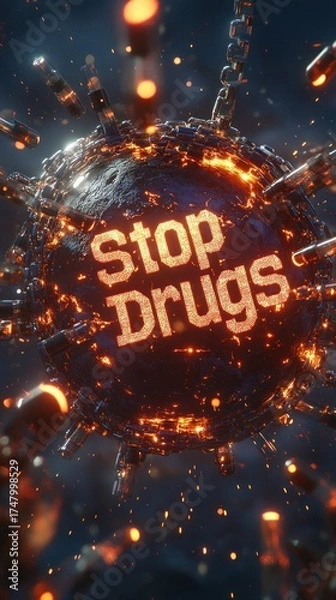 Obraz Conceptual image stop drugs text