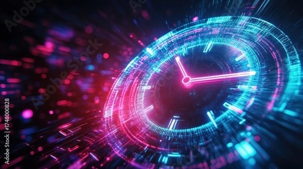 Obraz Digital clock face time data technology future concept