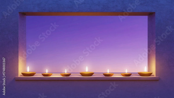 Fototapeta oil lamps are lined up in the square frame