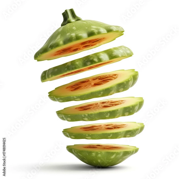 Fototapeta Sliced green vegetable showcasing layers and intriguing texture in a creative arrangement