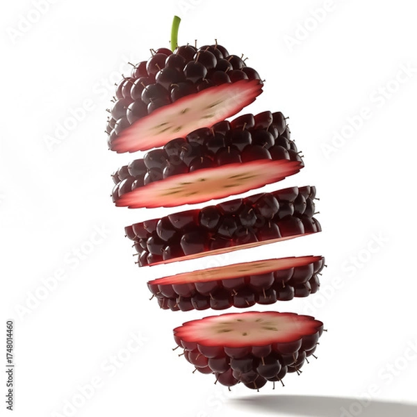 Fototapeta Sliced fruit displays intricate layers against a clean white background in a modern composition