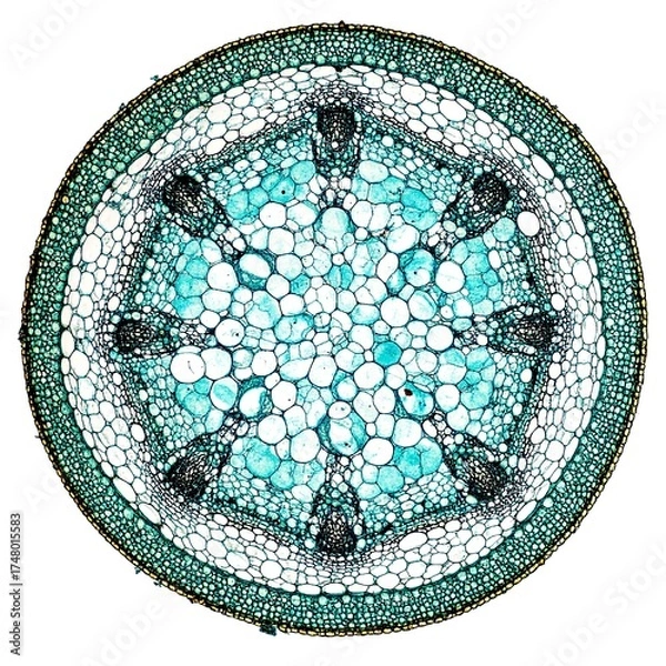 Fototapeta Cross-section of a plant stem, highlighting cellular structure