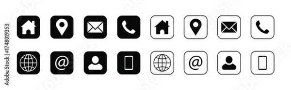 Fototapeta black Web icon set. Contact icons set vector illustration. 