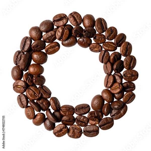 Fototapeta Coffee beans artfully arranged in a circle, creating a central void