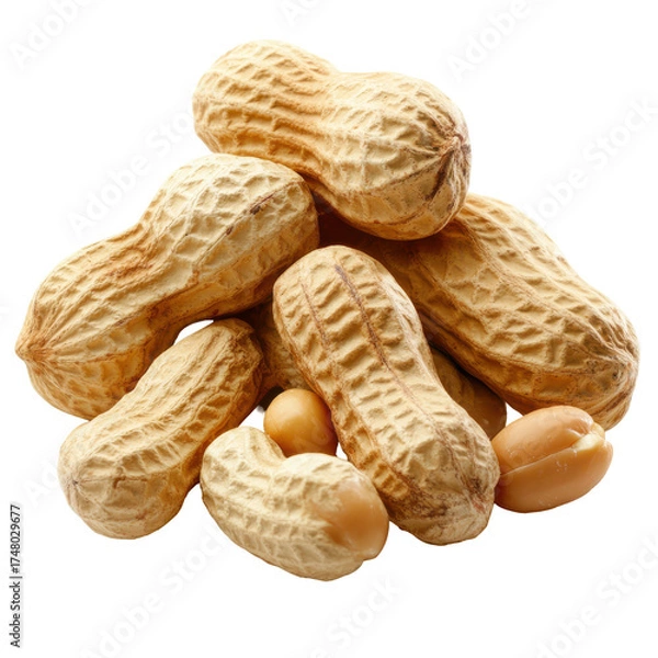 Fototapeta Freshly Harvested Peanuts in Their Shells, Perfect for Snacking or Cooking on transparent background