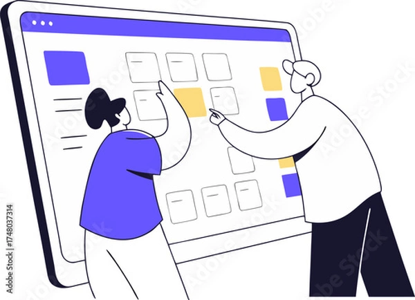 Obraz Teamwork and planning on a digital board concept