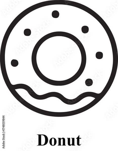 Fototapeta Donut Icon – Bakery & Pastry Editable Stroke Vector, Line Style Illustration
