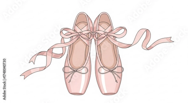 Fototapeta Elegant ballet shoes, adorned with delicate pink ribbons, perfect for dancers and lovers of graceful movement and artistic expression