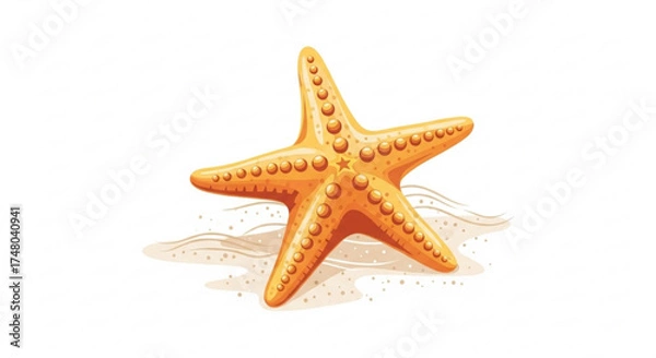 Fototapeta Illustration of a starfish, representing marine life, summer, and the beauty of the ocean in a detailed and vibrant style