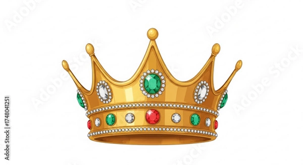 Fototapeta A majestic golden crown adorned with sparkling jewels, , symbolizing royalty, power, and elegance in a regal design