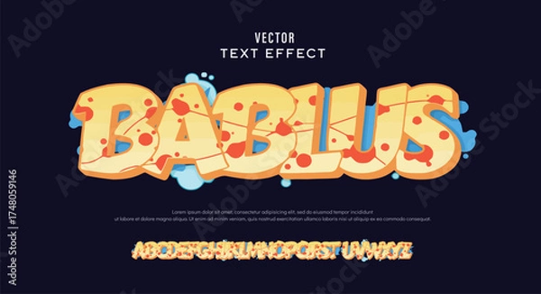 Fototapeta Bablus, Colorful graffiti editable text style effect. Vector text effect with paint wall concept.	
