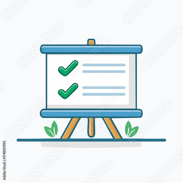 Fototapeta Illustration of a whiteboard with check marks, representing tasks completed and goals achieved.