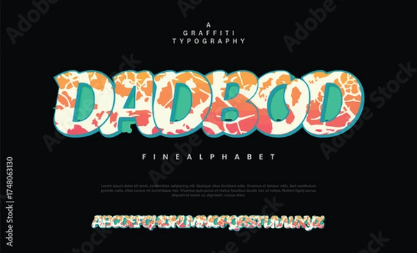 Fototapeta Dadbod, Colorful graffiti editable text style effect. Vector text effect with paint wall concept.	
