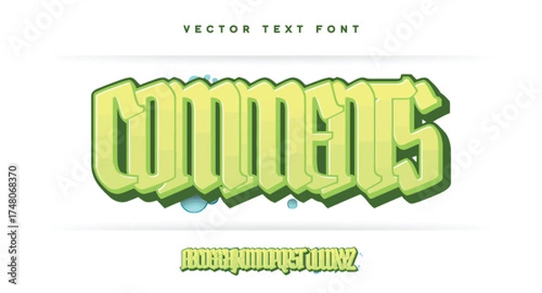 Fototapeta Comments logo graffiti font text effect, spray and street text style	
