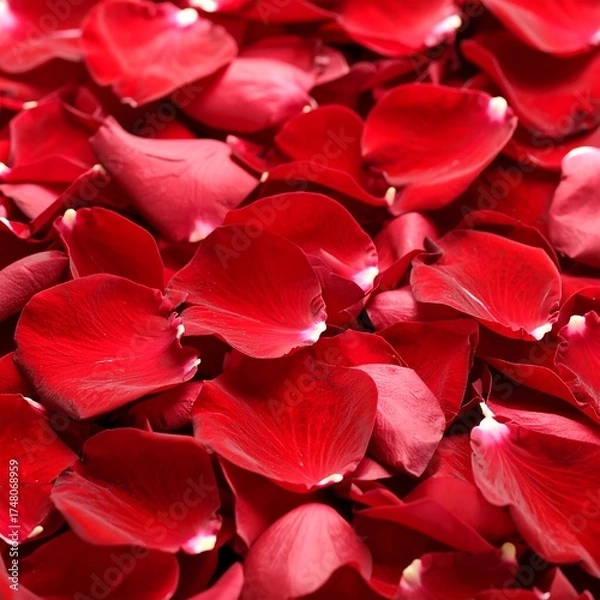 Fototapeta Close-up view of many vibrant red rose petals
