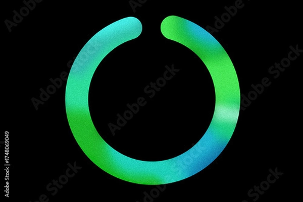 Fototapeta Ring with glowing grainy green and blue, teal and mint gradient with black background for headers, backdrops etc 
