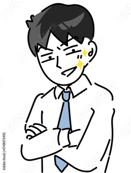 Obraz 腕組みカメラ目線でカッコつけるイケメン会社員のベクターイラスト