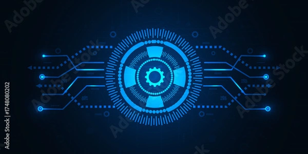 Fototapeta Geometric background and high tech circuit board connection system