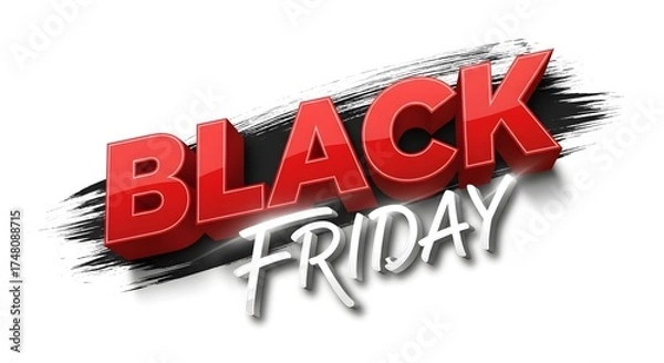 Fototapeta Bold 3d black friday text with a dynamic shadow, perfect for promotional banners, posters, and marketing campaigns isolated on white background