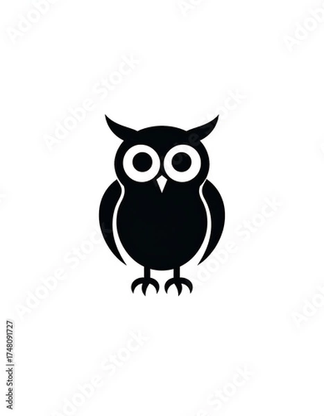 Fototapeta Simple black silhouette of an owl (2)